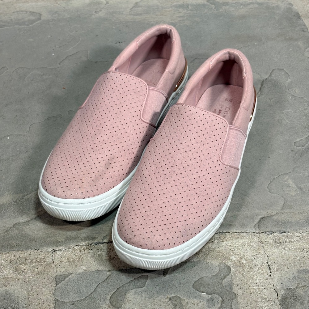 Concept 3 by Skechers Women 10 Mauve Pink Perforated Slip On Sneaker Rose Gold